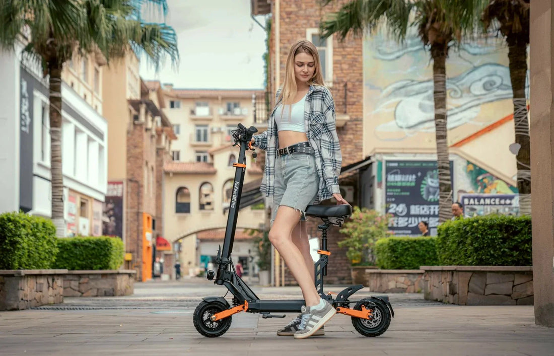 KuKirin electric scooter rider enjoying an everyday urban ride