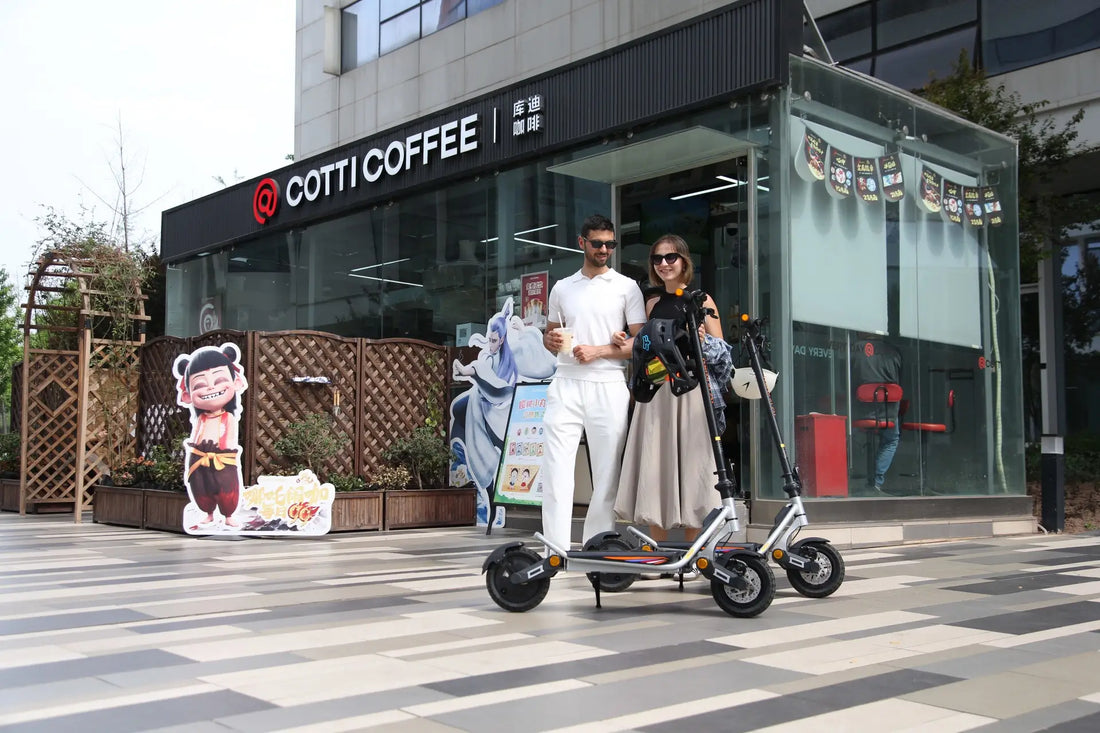 KuKirin electric scooter rider enjoying an everyday urban ride